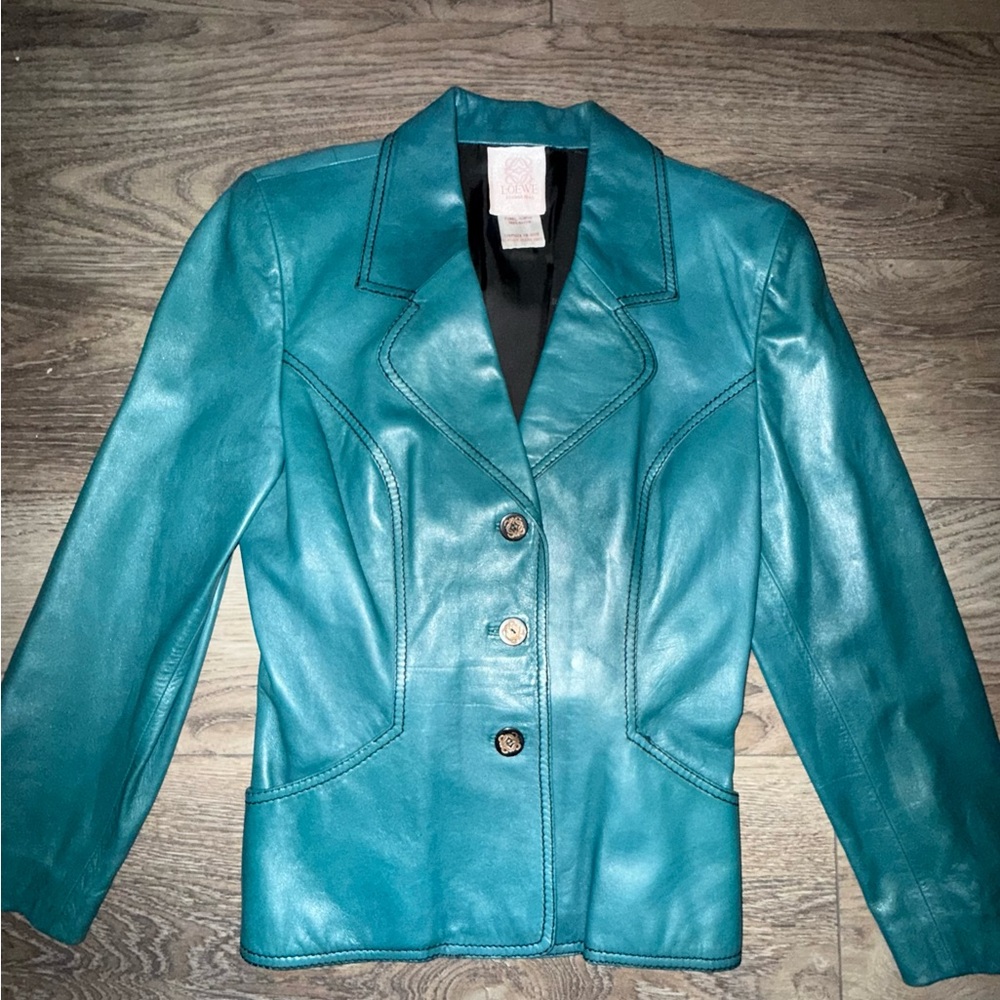 Loewe Teal Leather Jacket
